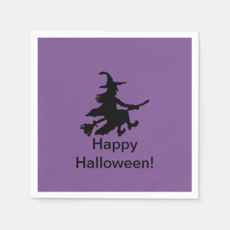 Papel Bruxa Voadora Roxa - Feliz Halloween Guardanapo de