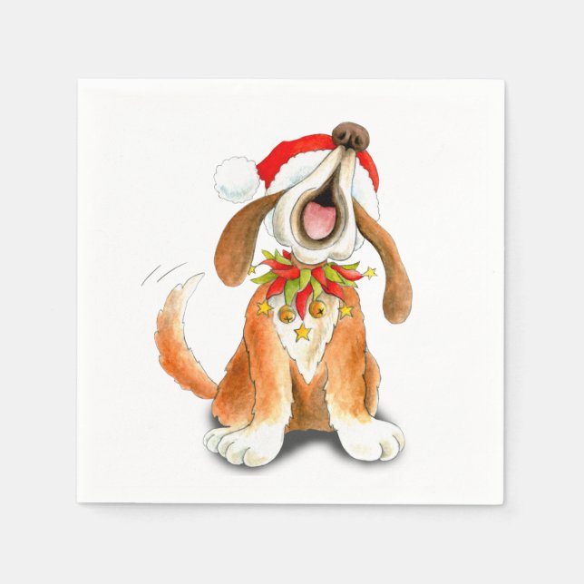 Papel Cachorro de Natal - Cachorro Vermelho - guardanapo (Frente)