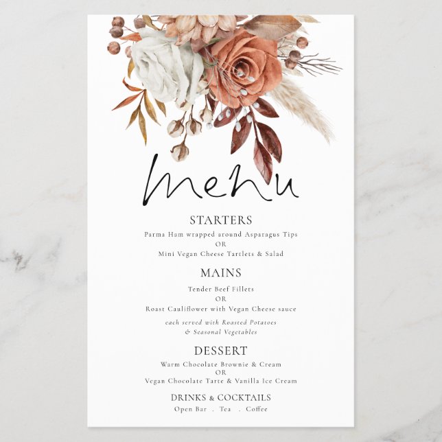 PAPEL | Cardápio de Agradecimento de Casamento Flo (Frente)