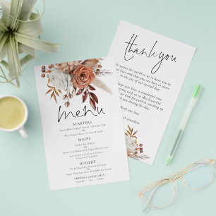 PAPEL Cardápio de Agradecimento de Casamento Flo