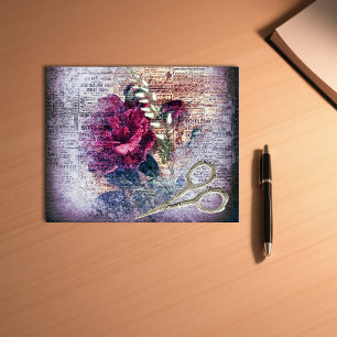 Papel cartão de efêmera floral Rosa Vermelha