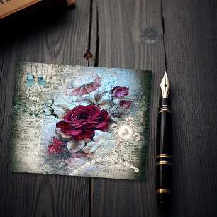 Papel cartão efêmero Rosa Vitoriana para Scrapbook