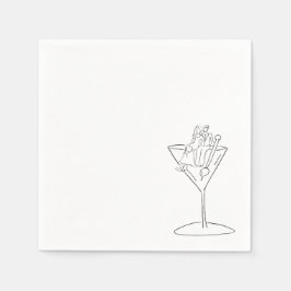 Papel Casal de Noivos em um Guardanapo de Coquetel Marti