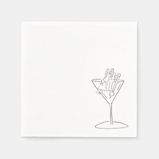 Papel Casal de Noivos em um Guardanapo de Coquetel Marti