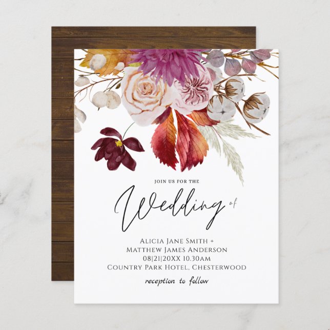 PAPEL Cinnamon Casamento Fall Florals (Frente/Verso)