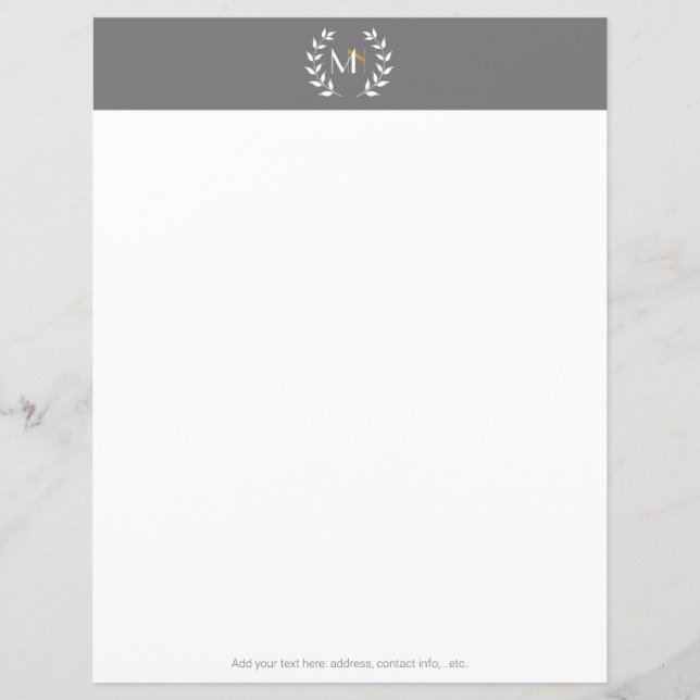 Papel Cinza com Monograma e Coroa de Louro (Frente)