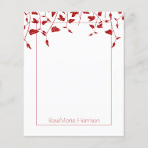 Papel com Bordas Florais de Feriado Vermelho