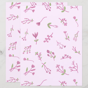 Papel com Estampa Botânica Floral Rosa Caprichosa