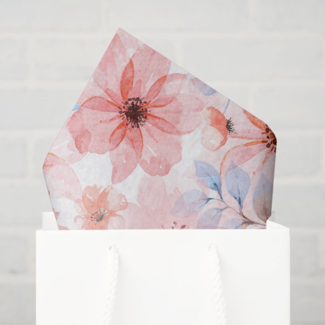 Papel com Impressão de Aquarela Floral (Sacola de presentes)