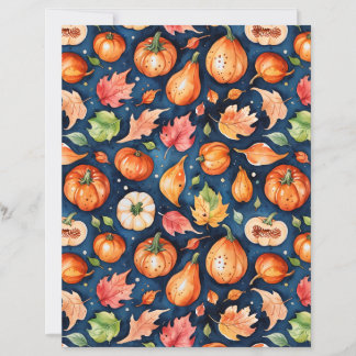 Papel com padrão de abóbora e cabaça de colheita d