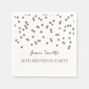 Papel Confetes da prata do guardanapo do aniversário de