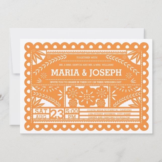 Papel Convite de casamento - Laranja (Frente)