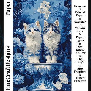 Papel Craft CP7 Gatos Brancos e Azuis Excêntricos