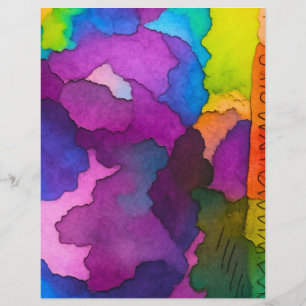 papel craft em estilo aquarela colorido 8.5x11"