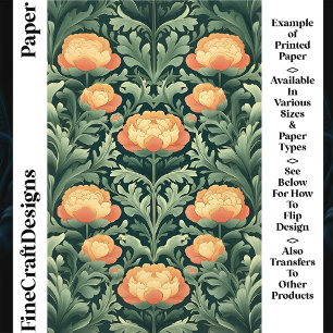 Papel Craft Peônias Laranja e Amarelo Vintage CR4