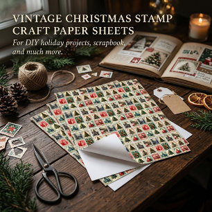 Papel craft selos de Natal vintage nostálgico