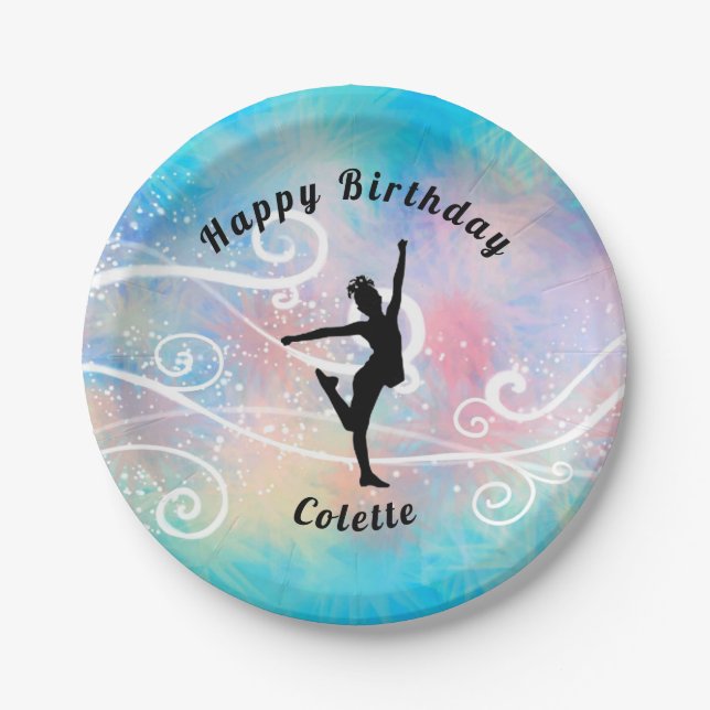 Papel Dance Happy Birthday - Prato Personalizado de Pape (Frente)
