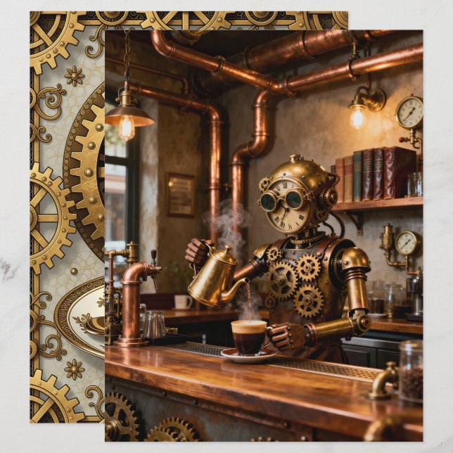 Papel de Álbum de Recortes de Bom Café (Frente/Verso)