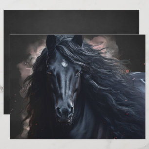 Papel de Álbum de Recortes de Cavalo Friesian Pret