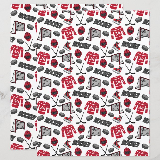 Papel de Álbum de Recortes de Hóquei (Frente/Verso)