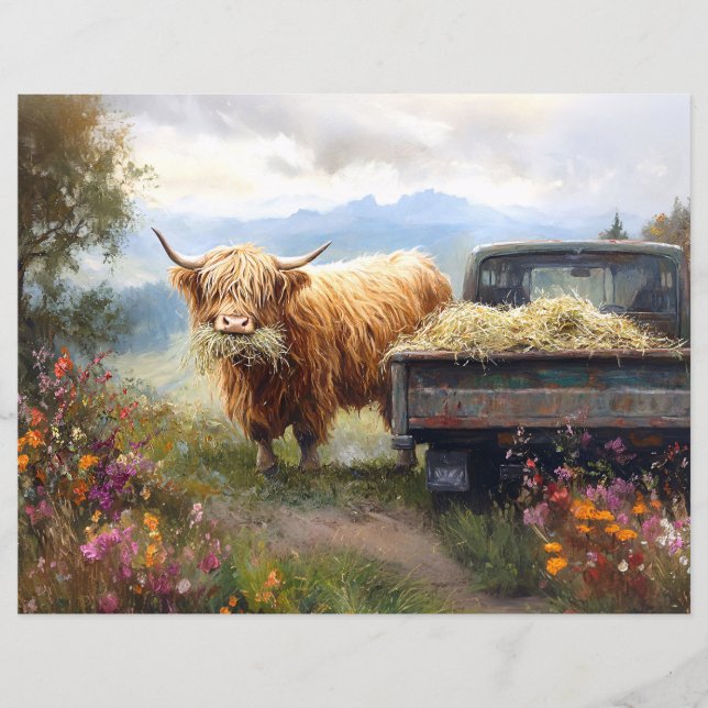 Papel de Álbum de Recortes de Vaca das Terras Alta (Frente)