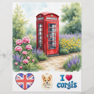 Papel de Álbum de Recortes do Corgi da Cabine Tele