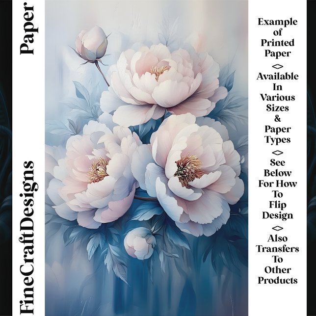 Papel de Artesanato CR1 - Peonies Brancos e Rosa M (Criador carregado)