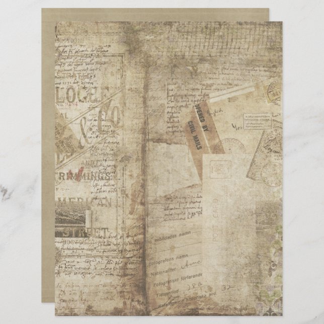 Papel de Artesanato em Papel Escrapbook Vintage pa (Frente/Verso)