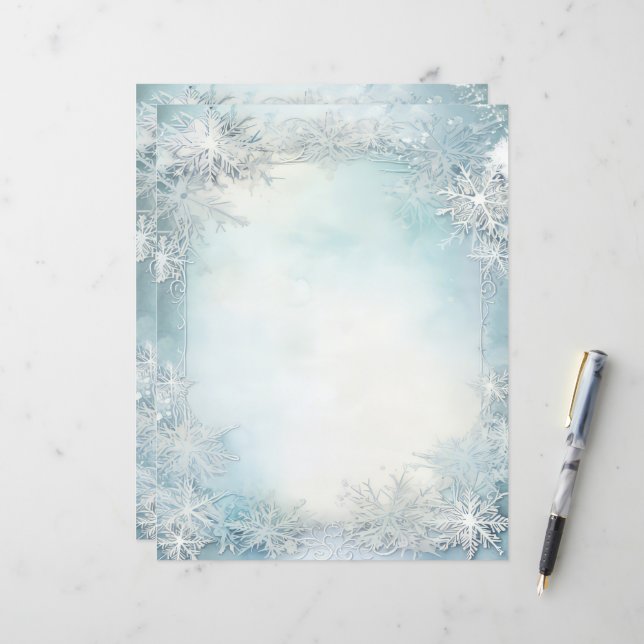 Papel de Caderno de Recortes Floco de Neve Azul Br (Frente/Verso In Situ)