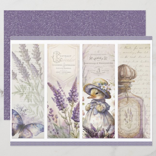 Papel de Caderno Lavanda Vintage (Frente/Verso)