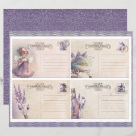 Papel de Caderno Lavanda Vintage Folha