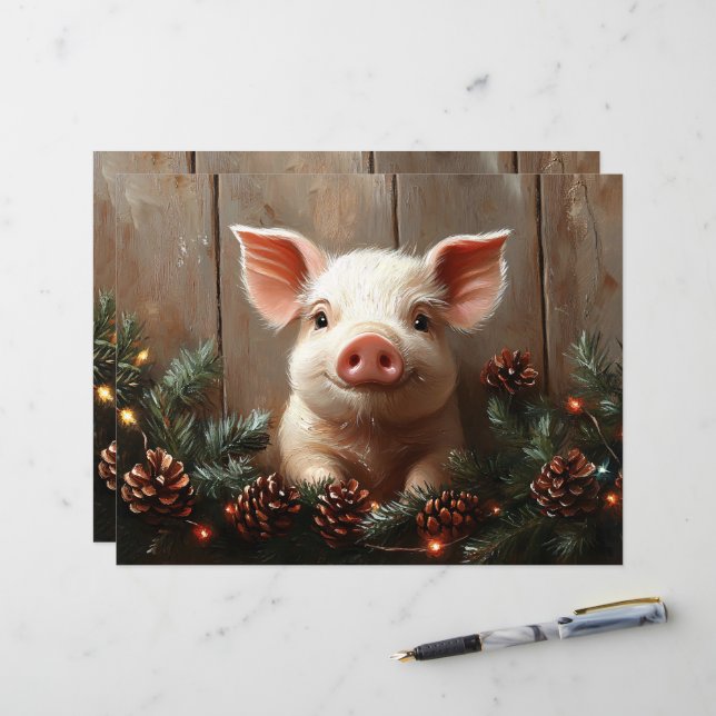 Papel de cafeteira russo de porco de Natal bonito (Frente/Verso In Situ)