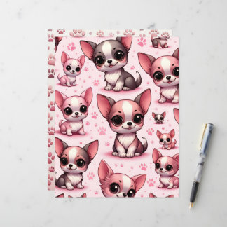 Papel de cãozinho chinês e branco rosa Chihuahua