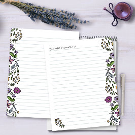 Papel de Carta Arte Floral Borda Linha