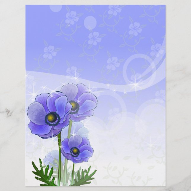 Papel de Carta Azul Anemone (Frente)