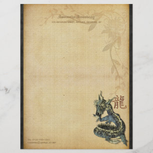 Papel de carta azul chinês do dragão