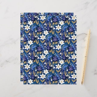 Papel de Carta Azul-Floral Magical