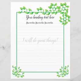 Papel de carta branco de revestimento floral da ja