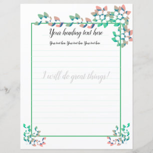 Papel de carta branco de revestimento floral da ja
