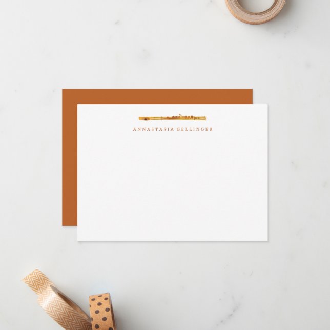 Papel de Carta - Cartões de Nota de Flute Personal (Frente/Verso In Situ)