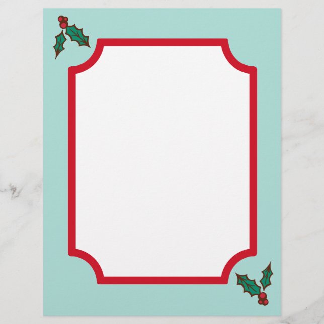 Papel de Carta com Azevinho de Natal (Frente)