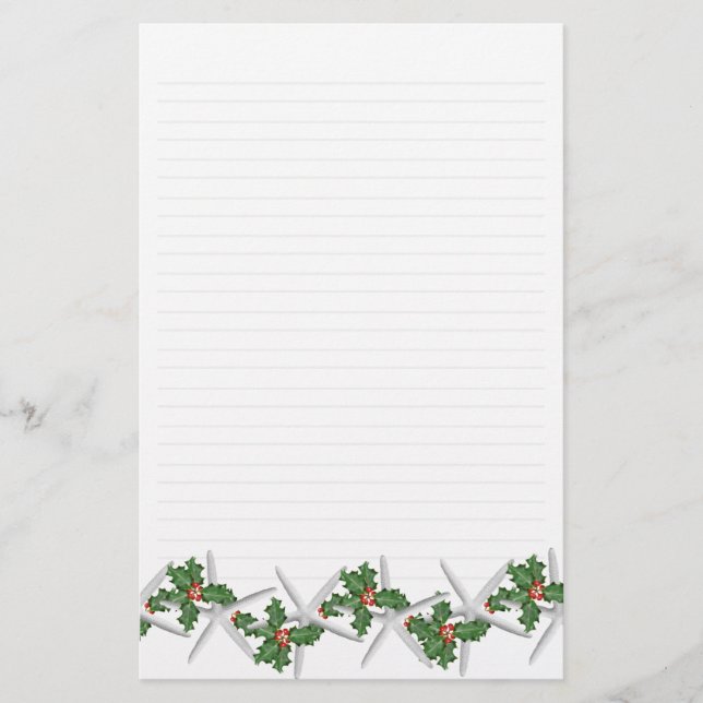 Papel de Carta com Cabeçalho de Estrelas-do-Mar e  (Frente)