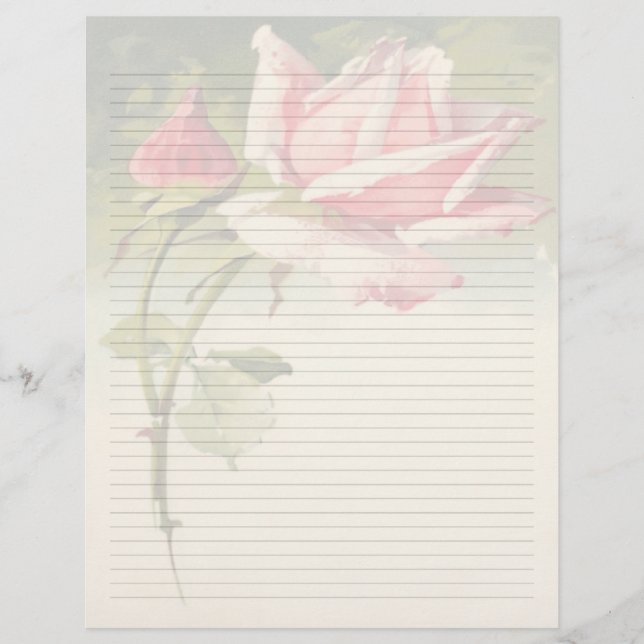 Papel de Carta com Linhagem Floral Vintage (Frente)