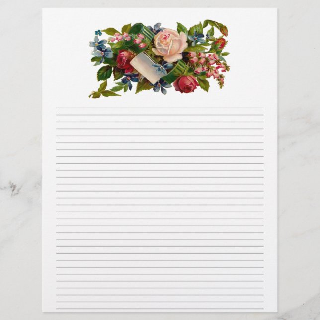 Papel de Carta com Linhagem Floral Vintage (Frente)