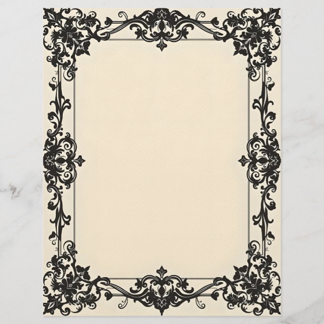 Papel de Carta com Moldura Damask Gótica (Frente)