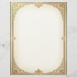 Papel de Carta com Moldura em Estilo Art Déco