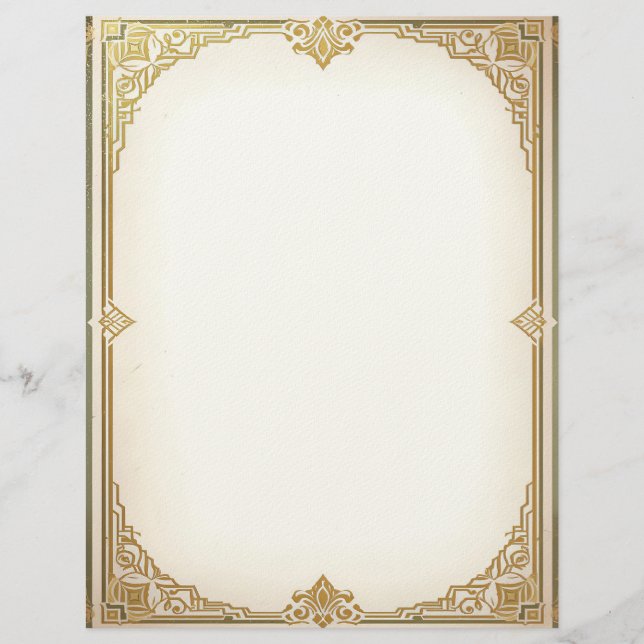 Papel de Carta com Moldura em Estilo Art Déco (Frente)