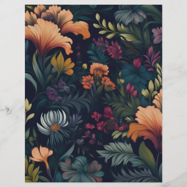 Papel de Carta com Padrão Floral de Íris Antigo (Frente)