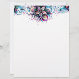 Papel de Carta com Redemoinho Floral Elegante