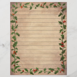 Papel de Carta com Tema de Natal Vintage com Folha